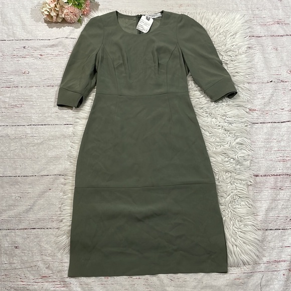 MM Lafleur The Elana Dress Moss 3/4 Sleeve Shift - Picture 12 of 13